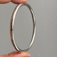 Heavy Round Solid Bangle - Solid Sterling Silver - 7.8 inch interior circumference