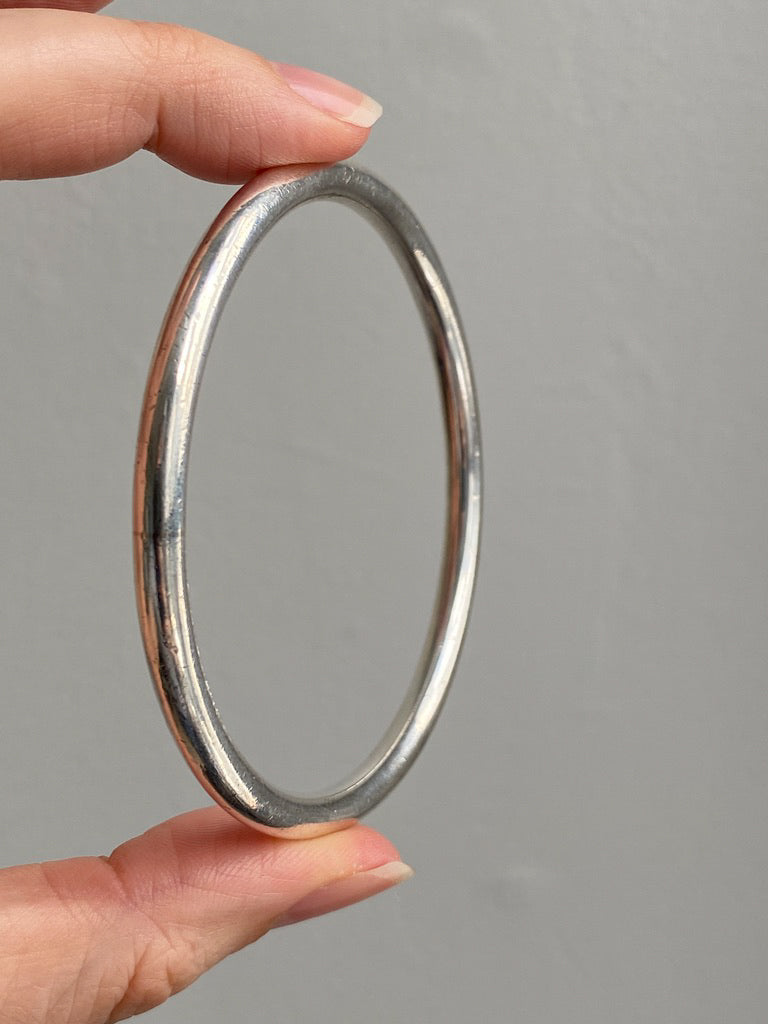 Heavy Round Solid Bangle - Solid Sterling Silver - 7.8 inch interior circumference