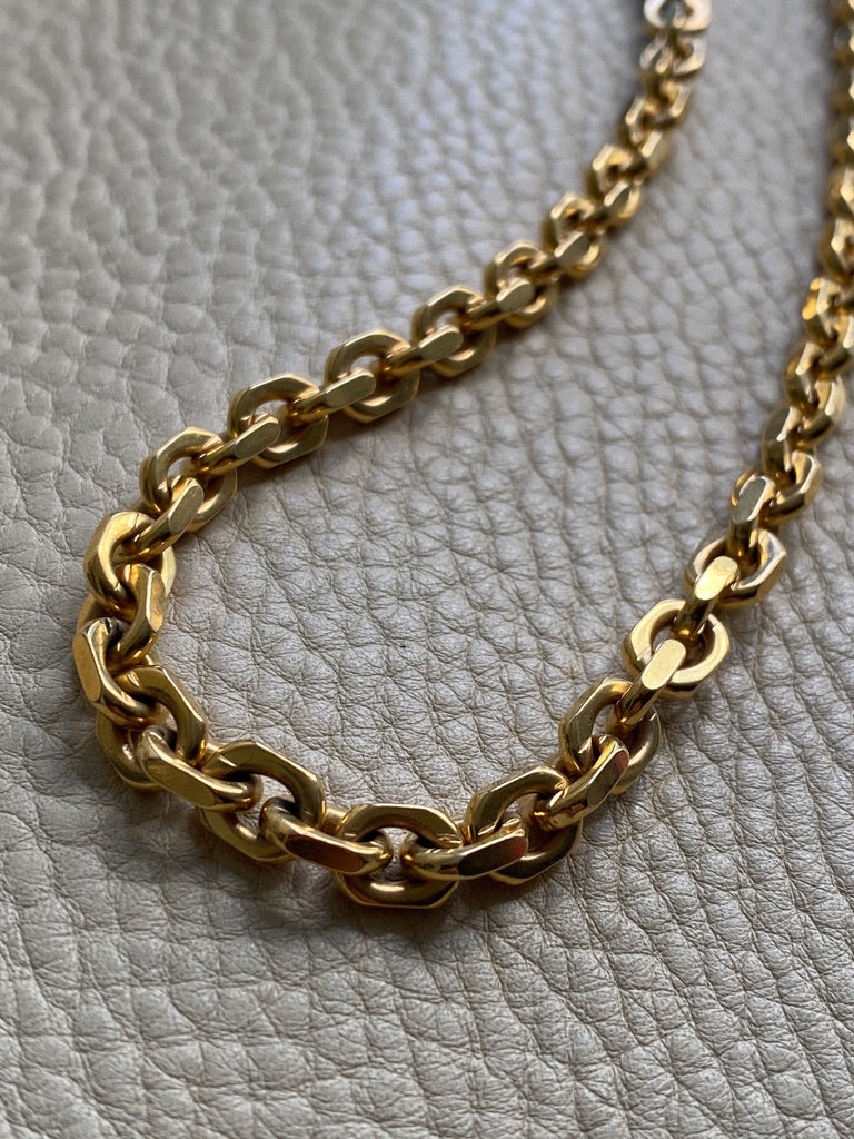 WEIGHTY!! 18k Gold Chunky Biker Chain Necklace - By Classic Italian Maker Balestra - 20 inch length