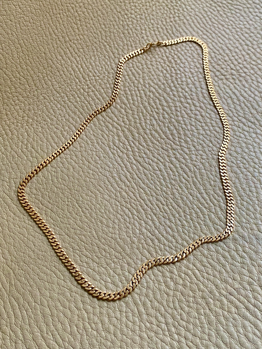 1923-1965 Swedish Vintage 18k Gold Pressed Curb Link Necklace - 18 inch length