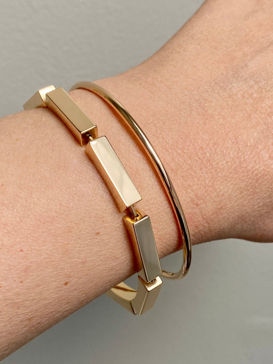 MAGNIFICENT!! 1970 - 9 sided Geometric Link Bracelet in 18k Yellow Gold by Forsman & Gardfors - 7.5 inch length