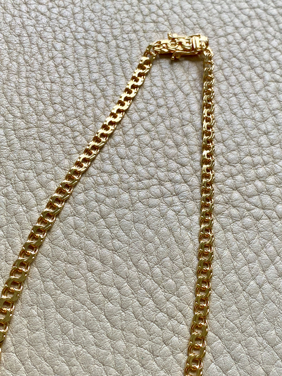 1964 Vintage Graduated Width Double Link Necklace in 18k Yellow Gold - 18 inch length