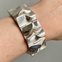 Brutalist Wide Organic Link Bracelet in Sterling Silver by Matti Hyvärinen for Sirokoru Oy - 7 inch length