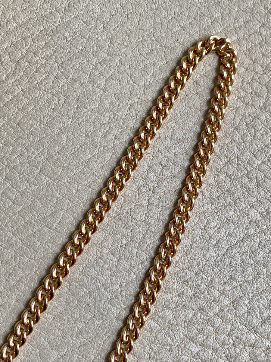 18k Gold Swedish Antique Round Curb Link Watch Chain Necklace - 17.5 inch length