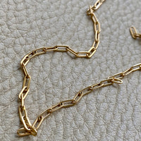 Skinny vintage paper clip chain in 18k gold - 15.6 inch length