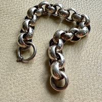 Chubby Antique Silver Rolo Link Bracelet - Circa 1900 - 6.5 inch interior circumference