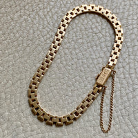 1949 Slinky 18k Gold Brick Link Bracelet - 7.5 inch length