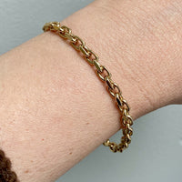 Early 1900s Era Biker Link Bracelet in 14k Gold by Bernhard Hertz - 7.5 inch length