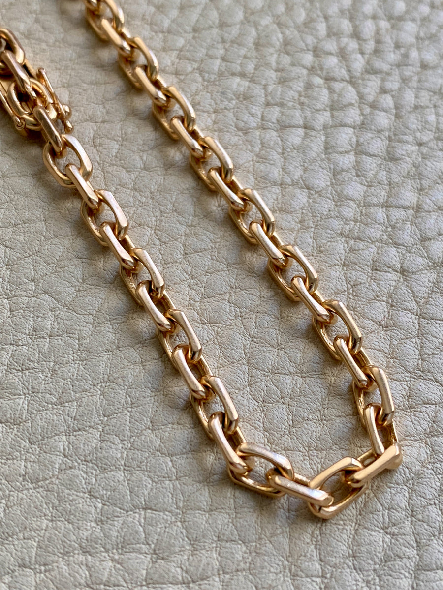 Swedish vintage 18k gold biker link bracelet 4.4mm width - 7.5 inch length