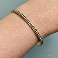 1958 Modernist Swedish 18k Gold Hinged Bangle with Pearls - by Stigbert - 7 inch interior circumference