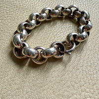 Chubby Antique Silver Rolo Link Bracelet - Circa 1900 - 6.5 inch interior circumference