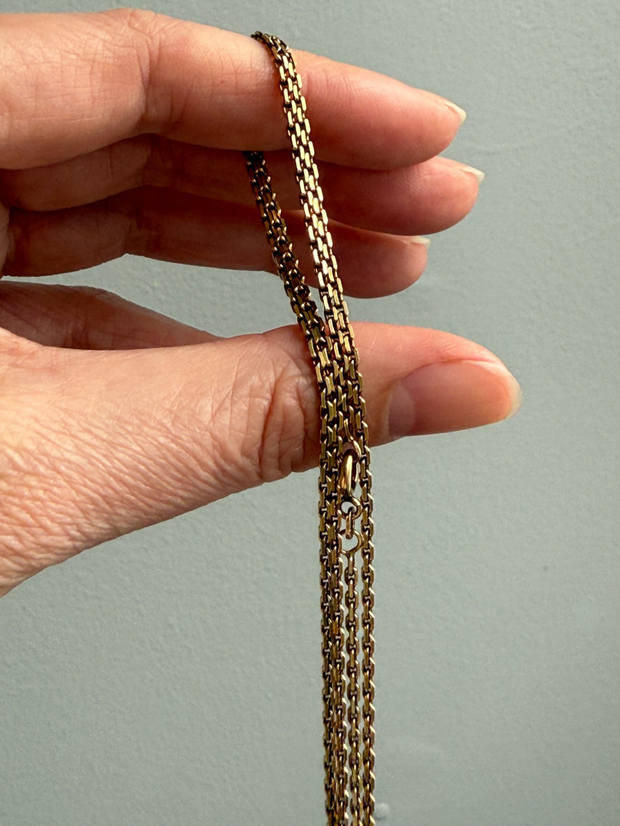 14k Gold Danish Vintage Skinny Biker Link Chain Necklace, Signed  - 20 inch length