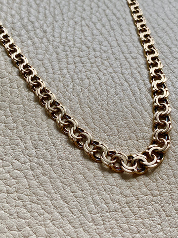 1958 Stockholm Sweden, Double Link Chain Graduated Width Necklace in 18k Gold - 17 inch length