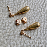 18k gold Droplet stud earrings - 1950s era Vintage Swedish