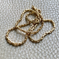 18k Gold Vintage - Unique Elongated Wavy Biker Link Chain Necklace - 18.9 inch length