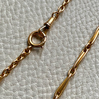 Spanish 19th Century Antique Watch Chain Double Fetter, Hayseed Link Necklace in 18k gold - 16 inch length