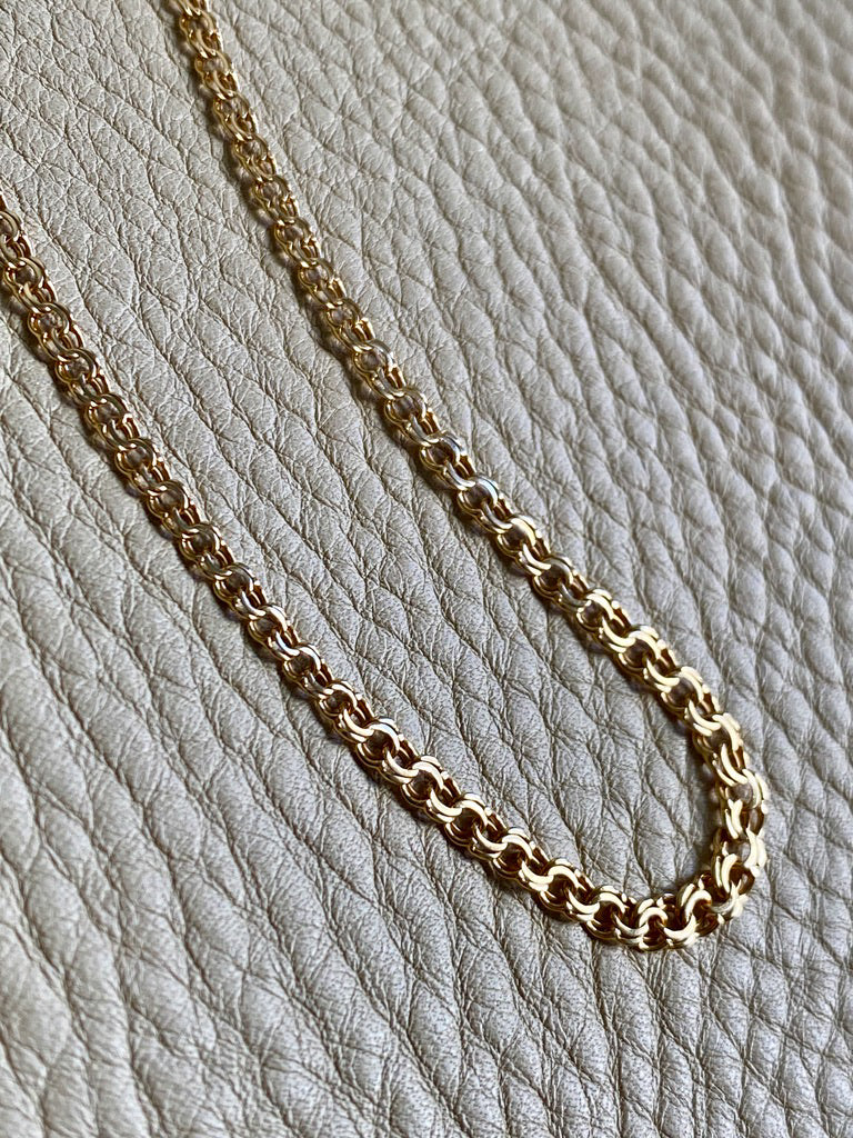 Vintage Double-link necklace - Made in Sweden - Solid 18k gold - 19.25” length