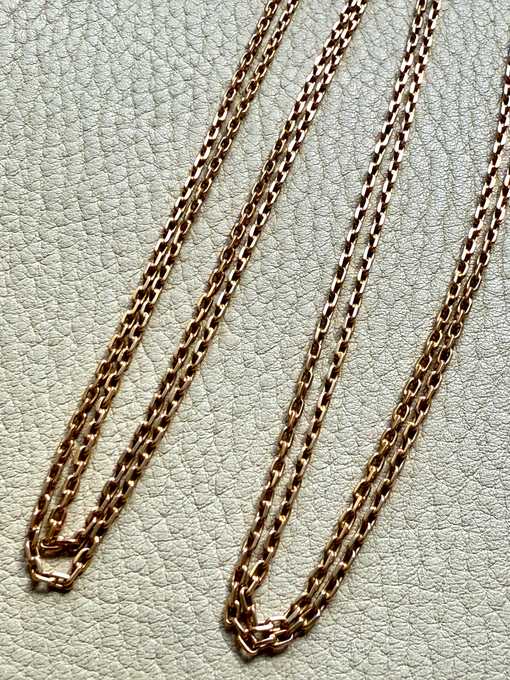 1907 Swedish Antique 18k Longuard Biker Link Necklace with Dog Clip - 49 inch length