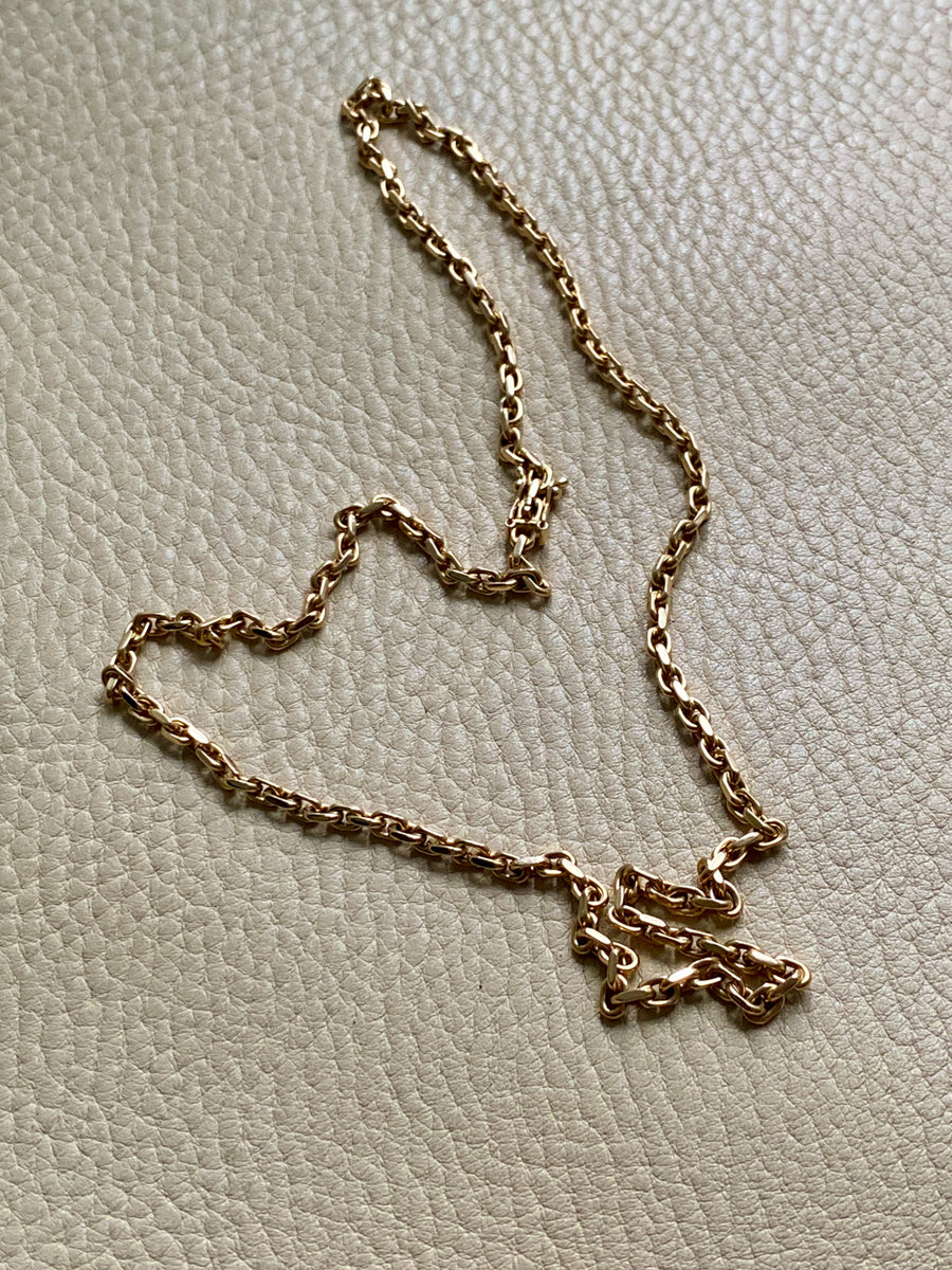 Vintage Danish Chunky Biker Link Chain Necklace in 14k Gold - 20 Inch length