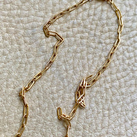 Skinny vintage paper clip chain in 18k gold - 15.6 inch length