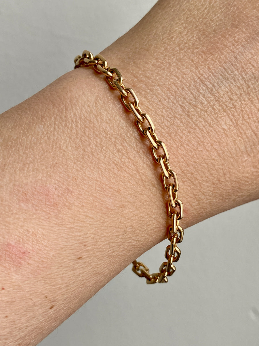 Swedish vintage 18k gold biker link bracelet 4.4mm width - 7.5 inch length