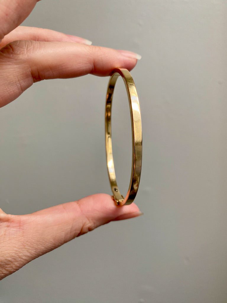 1958 Modernist Swedish 18k Gold Hinged Bangle with Pearls - by Stigbert - 7 inch interior circumference