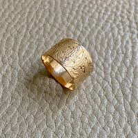 14K Gold “P” Initial Engraved Cigar Band Ring Circa 1900-1950 - Size 6.75