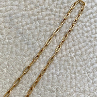 Skinny vintage paper clip chain in 18k gold - 15.6 inch length