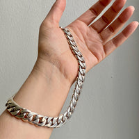 CHUNKY!! Sterling Silver Curb Chain Necklace - 15.75 inch length