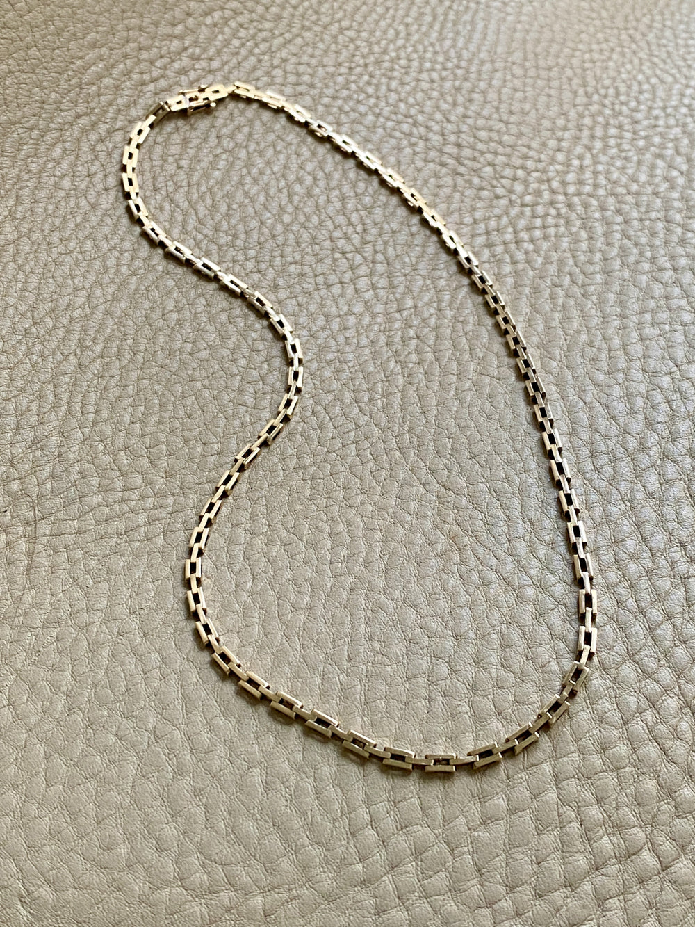 Sleek! Vintage Danish 14k Gold Link Necklace - 16.25 inch length