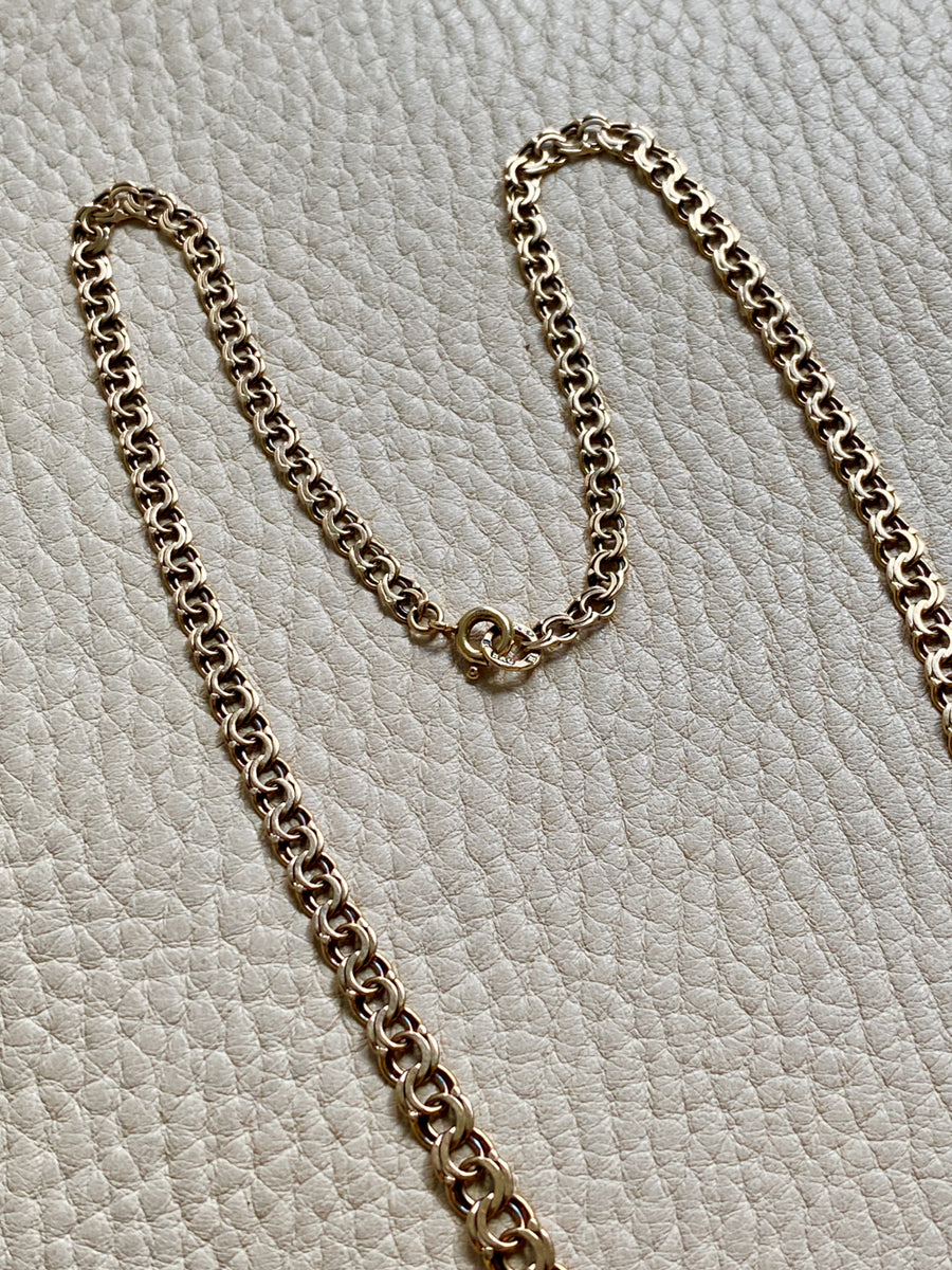 1958 Stockholm Sweden, Double Link Chain Graduated Width Necklace in 18k Gold - 17 inch length