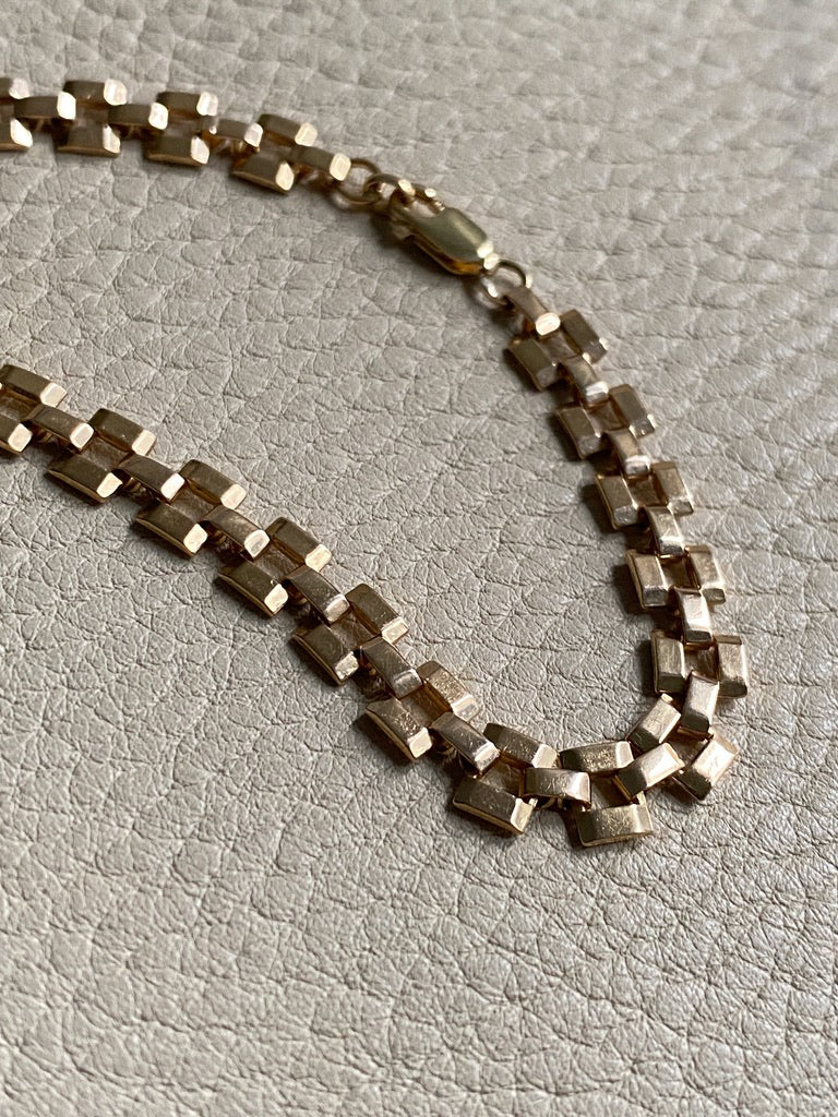 Checkerboard link bracelet in 18k gold - Swedish vintage 1940 - 8.2 inch length