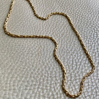 18k Gold Vintage - Unique Elongated Wavy Biker Link Chain Necklace - 18.9 inch length