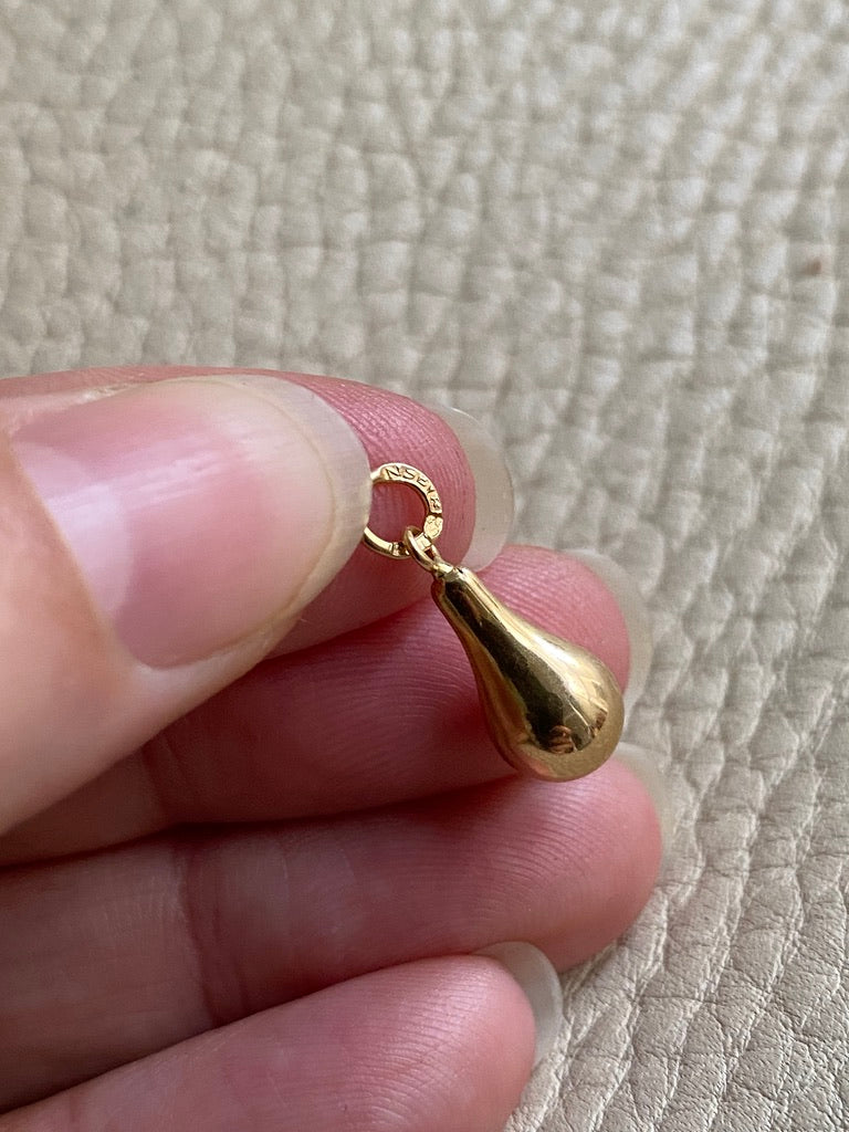 Vintage Swedish 18k gold droplet pendant, Maker NSE