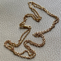 Antique 18k gold Double Strand Skinny Elongated Chain - Longuard Chain with Swivel Dog Clip - 20.25 inch length