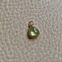 18k gold transparent green stone puffy droplet pendant or charm