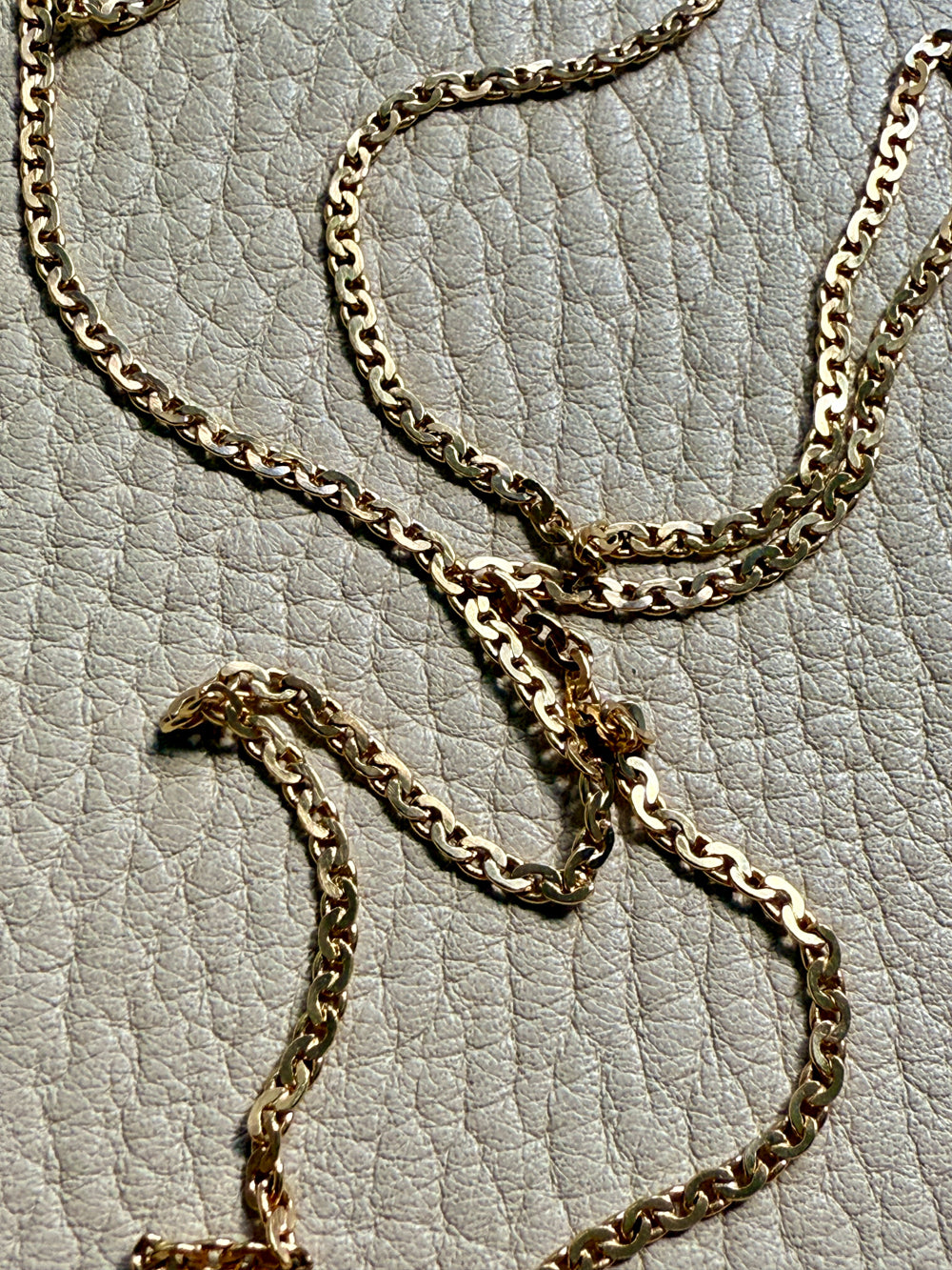 Long Skinny Vintage 18k gold Virola Link Necklace - 23.75 inch length