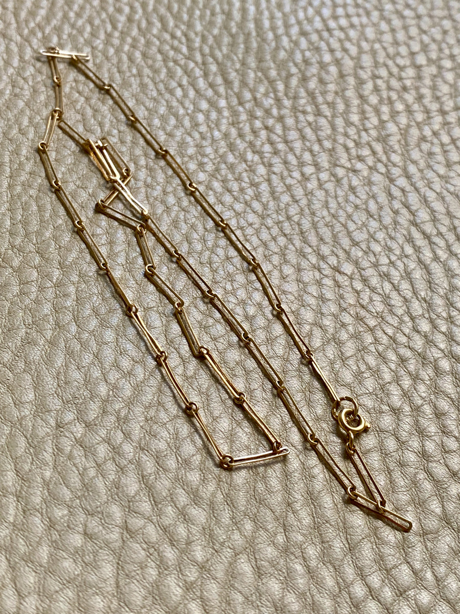 Midcentury Paperclip Link Necklace in 18k gold - 18.75 inch length - Swedish vintage