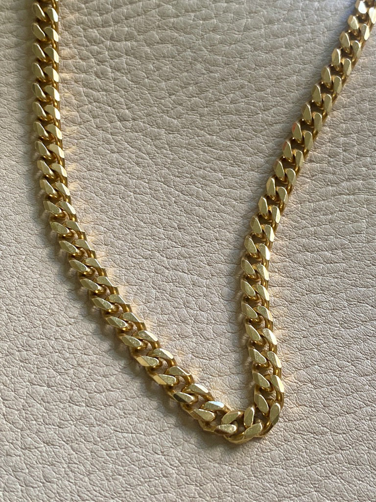 AMAZING! Heavy Italian Vintage Curb Link Necklace in Solid 18k Gold - 20 inch length