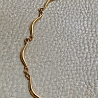 Curly swooped bar link choker necklace - Vintage 18k gold - 15 inch length