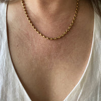 18k Gold Vintage Italian Puffy Mariner Link Chain Necklace - 18.1 inch length