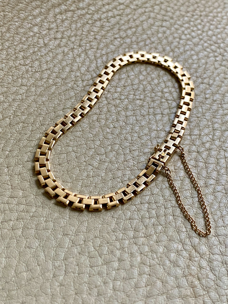 1949 Slinky 18k Gold Brick Link Bracelet - 7.5 inch length