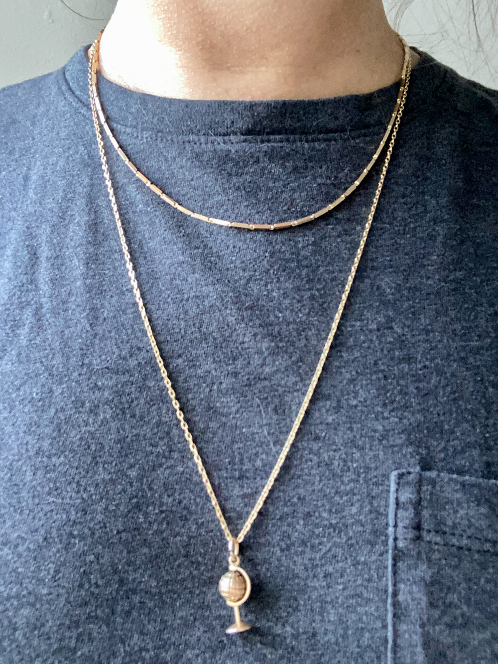 Geometric gold bar link necklace - 18k gold - 18 inch length