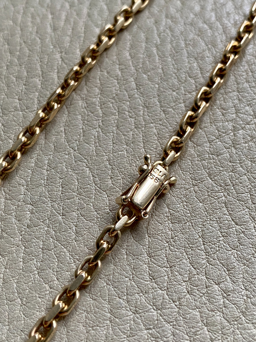 Vintage Danish Chunky Biker Link Chain Necklace in 14k Gold - 20 Inch length