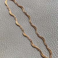 Curly swooped bar link choker necklace - Vintage 18k gold - 15 inch length