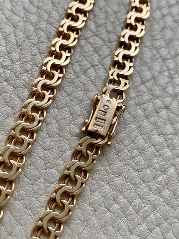 1954 Double link solid 18k gold bracelet by Rolf Miler- 7.6 inch length