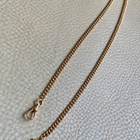 18k Gold Swedish Antique Round Curb Link Watch Chain Necklace - 17.5 inch length