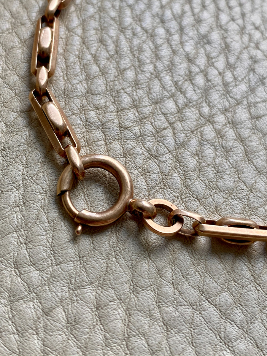 Antique Chunky Watch Chain in Rose Gold 14k - 17.3 inch length