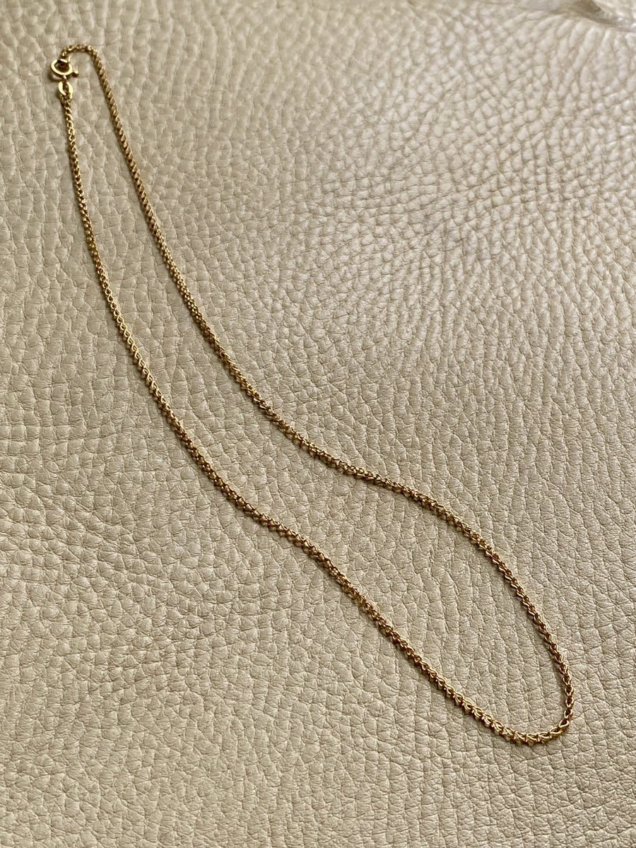 18k Gold Vintage Foxtail Link Necklace - 18.1 inch length