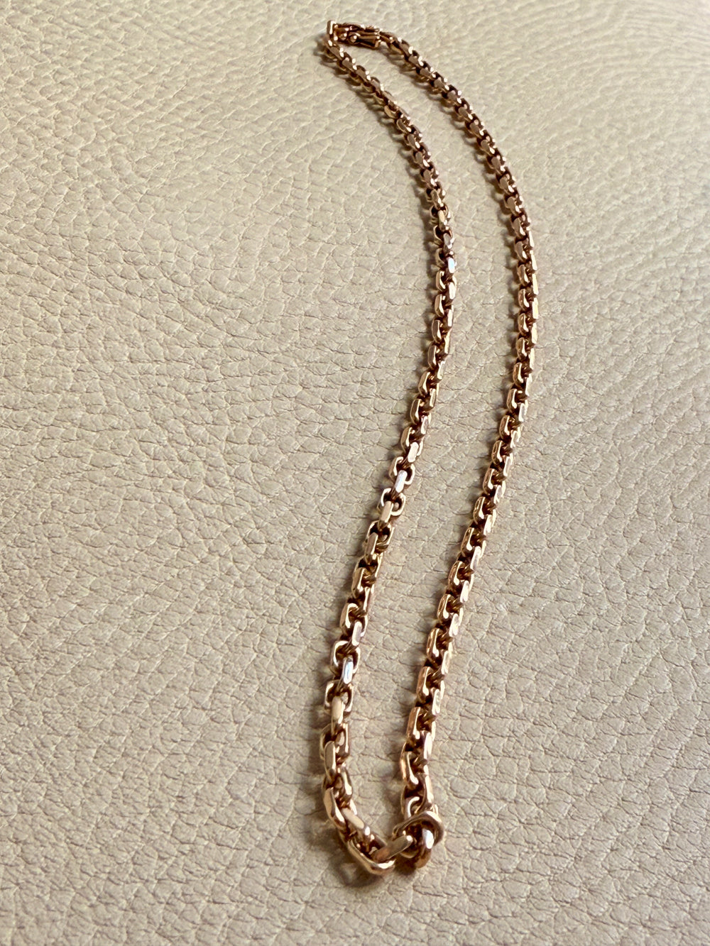 Vintage Danish Chunky Biker Link Chain Necklace in 14k Gold 3.5 mm width - 17 inch length